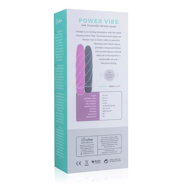 Easytoys Power Vibe - vibromasseur bâton torsadé silicone noir
