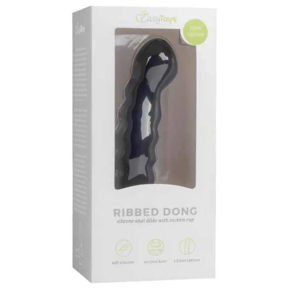 Easytoys - godemichet anal ventouse - nervuré - 14cm noir
