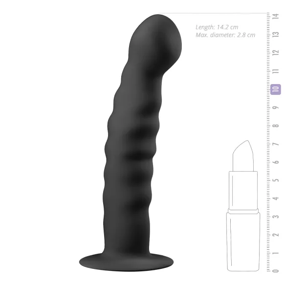 Easytoys - godemichet anal ventouse - nervuré - 14cm noir