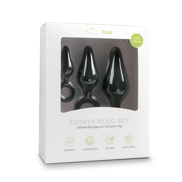 Easytoys - set de plugs anal avec anneau - 3 pièces - noir