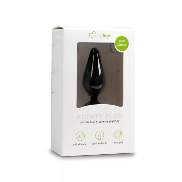 Easytoys - plug anal à anneau - taille moyenne - silicone noir