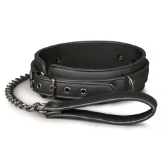 Easytoys - collier fétiche avec laisse - cuir noir