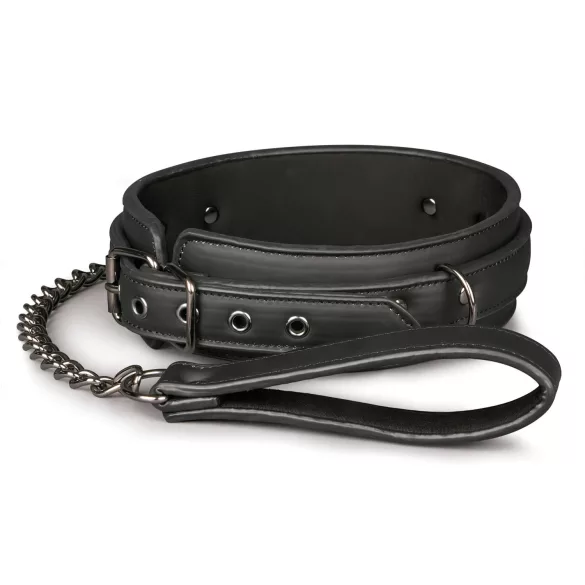 Easytoys - collier fétiche avec laisse - cuir noir