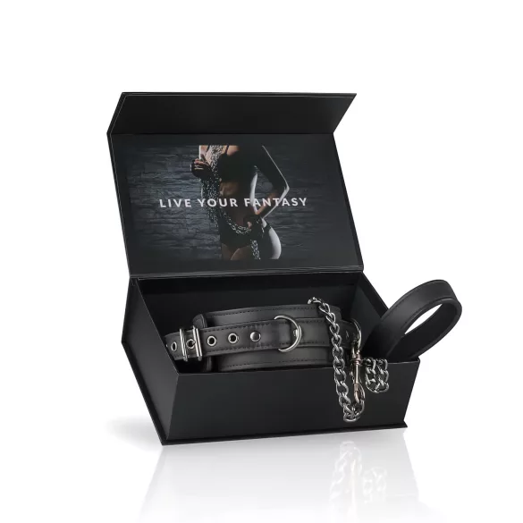 Easytoys - collier fétiche avec laisse - cuir noir