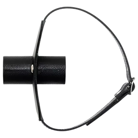 Rimba - baillon bouche tube - véritable cuir noir