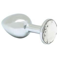 Rimba XS - plug anal métal argenté - bijou transparent