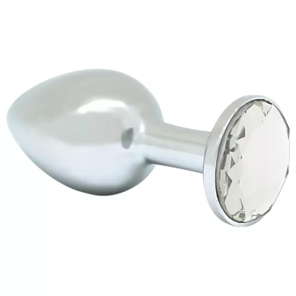Rimba XS - plug anal métal argenté - bijou transparent