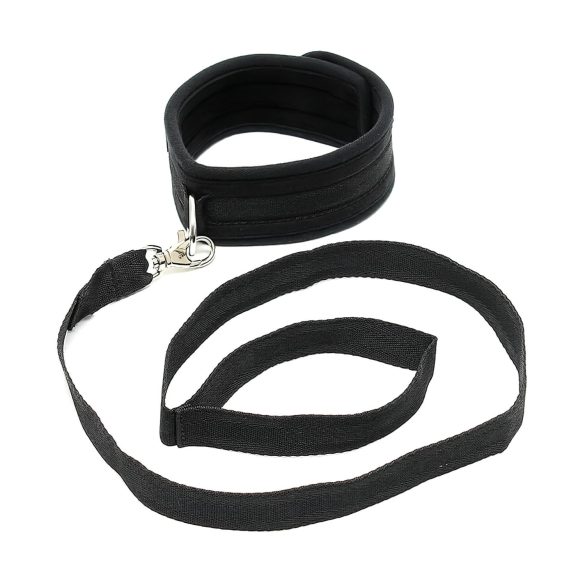 Rimba Soft - collier et laisse doux - simili cuir noir