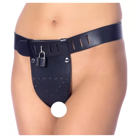 Rimba - Ceinture de chasteté ouverte en cuir (noir) - M/L