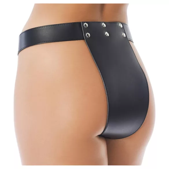 Rimba - Ceinture de chasteté ouverte en cuir (noir) - M/L