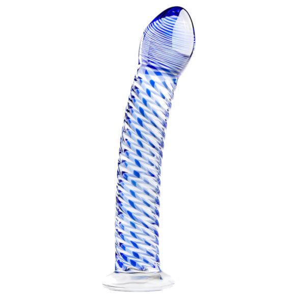 Gildo Glass No. 5 - godemichet en verre spirale - transparent bleu