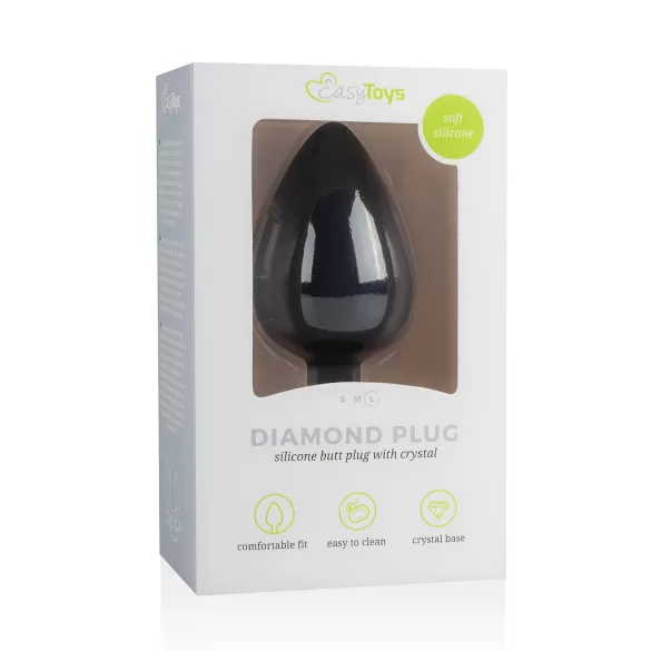 Easytoys Diamond - plug anal bijou - grande taille - noir