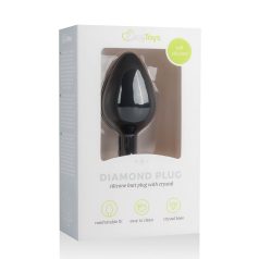   Easytoys Diamond - plug anal avec pierre blanche - taille moyenne - noir