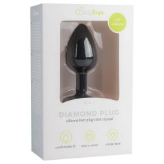 Easytoys Diamond - plug anal petit - bijou blanc - noir