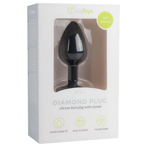 Easytoys Diamond - plug anal petit - bijou blanc - noir