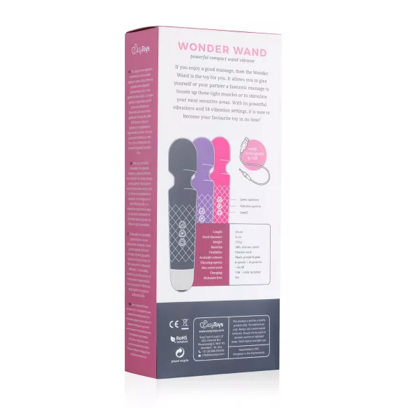 EasyToys - mini wand masseur vibrant rechargeable - noir