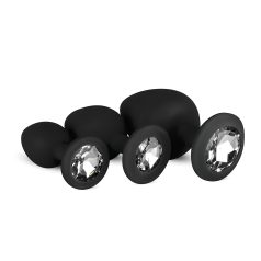 Easytoys - set de plugs anaux - strass - silicone noir