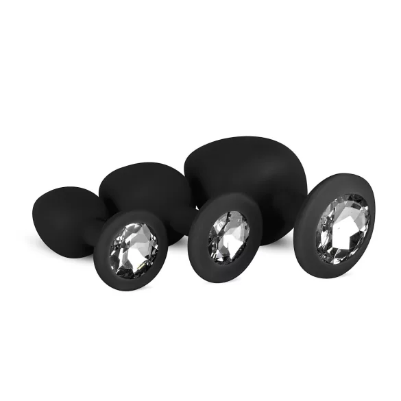 Easytoys - set de plugs anaux - strass - silicone noir