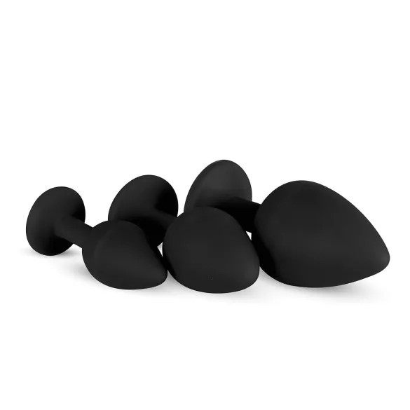 Easytoys - set de plugs anaux - strass - silicone noir