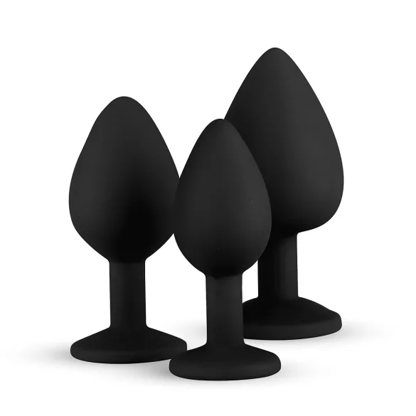 Easytoys - set de plugs anaux - strass - silicone noir