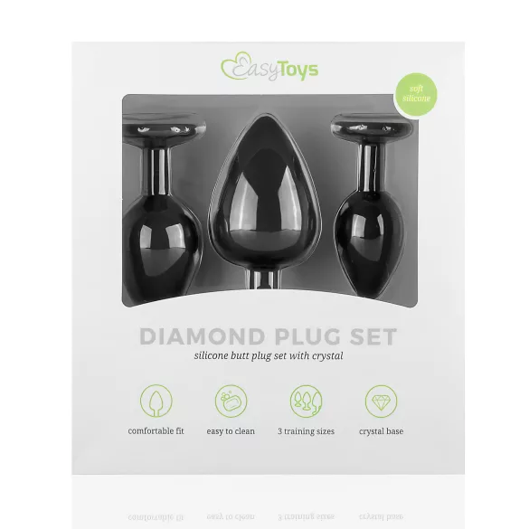 Easytoys - set de plugs anaux - strass - silicone noir
