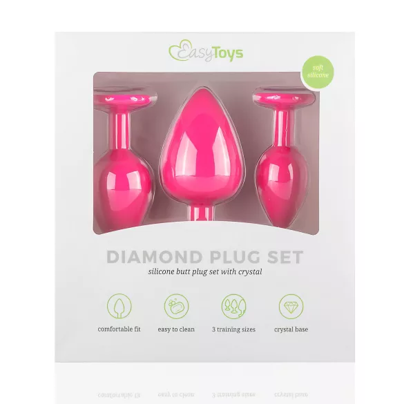 Easytoys Diamond - plug anal set - silicone rose