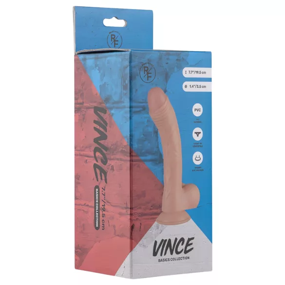 Real Fantasy Vince - gode ceinture avec testicules - 19,5 cm - couleur chair
