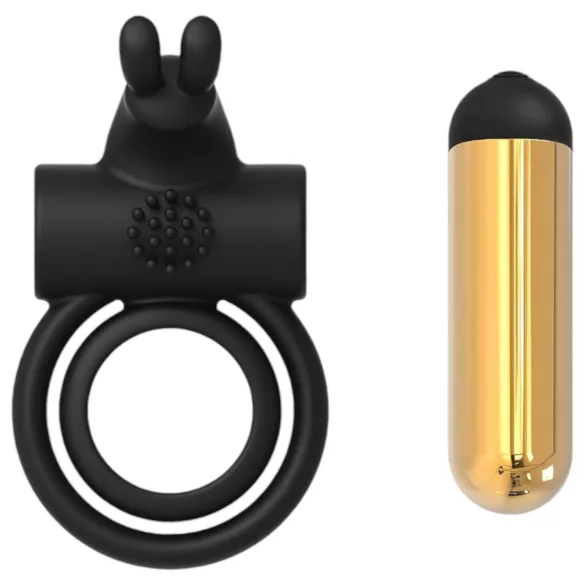 Elite Joel - anneau pénis et testicules vibrant rechargeable - silicone noir