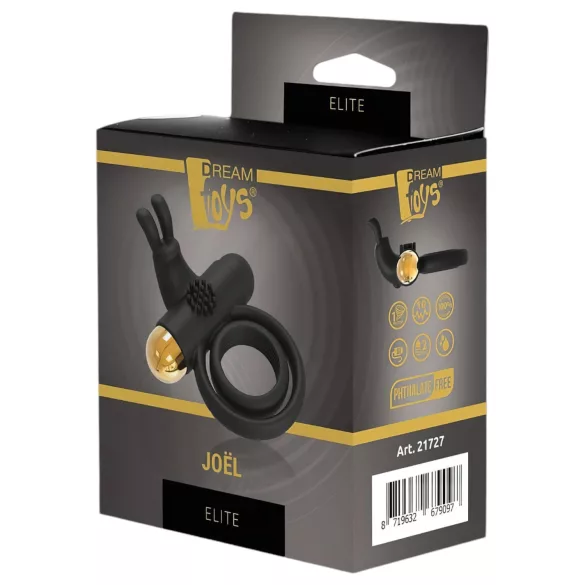 Elite Joel - anneau pénis et testicules vibrant rechargeable - silicone noir
