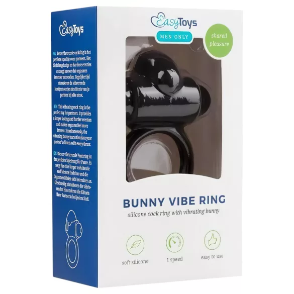 EasyToys Bunny - anneau pénien vibrant - silicone noir