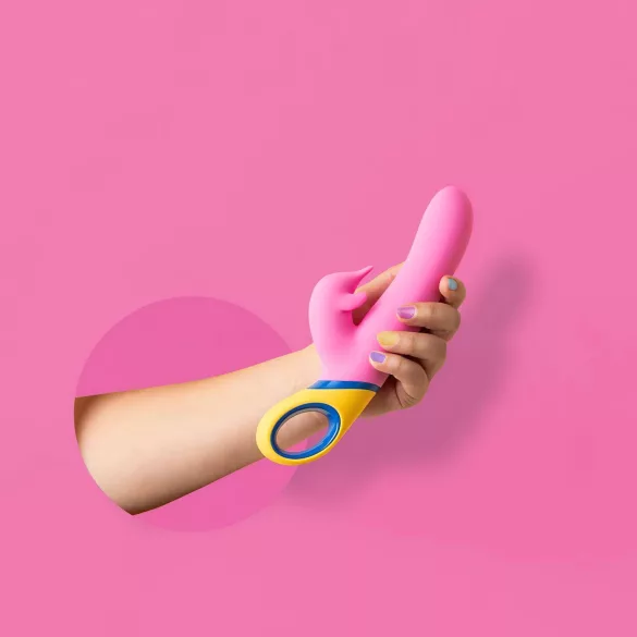 PMV20 - vibromasseur rabbit rotatif avec bras clitoridien - silicone rose