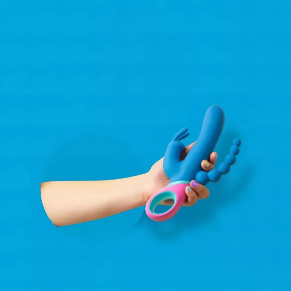 PMV20 Vice Double - vibromasseur triple stimulation rotatif - silicone bleu