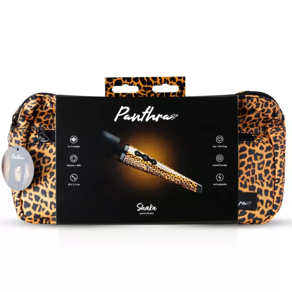 Panthra Shaka Wand - vibromasseur sans fil - motif léopard noir
