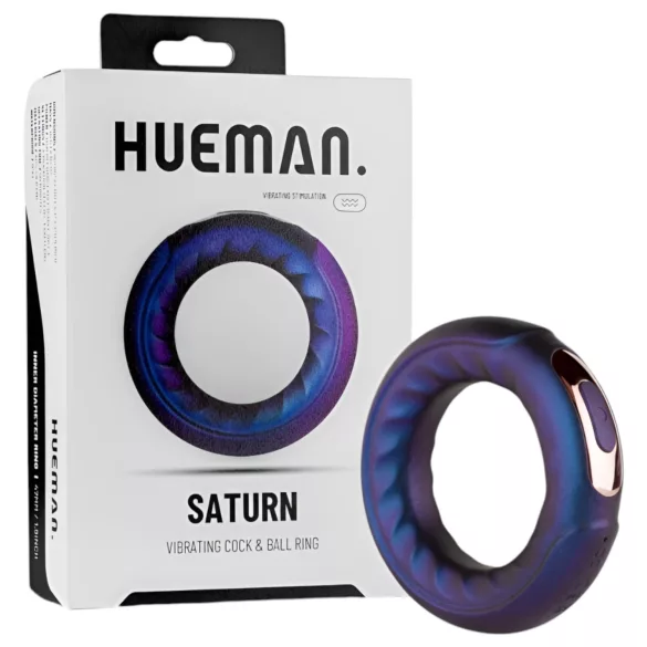 Hueman Saturn - anneau pénien vibrant rechargeable étanche - silicone violet