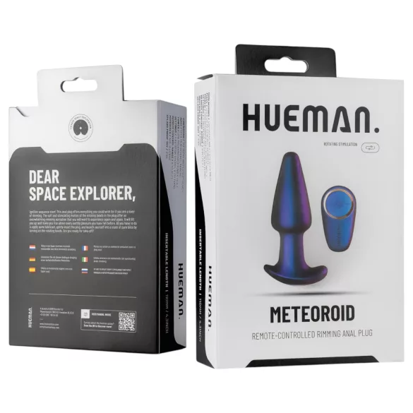 Hueman Meteoroid - gode anal vibrant rotatif perles télécommandé - violet