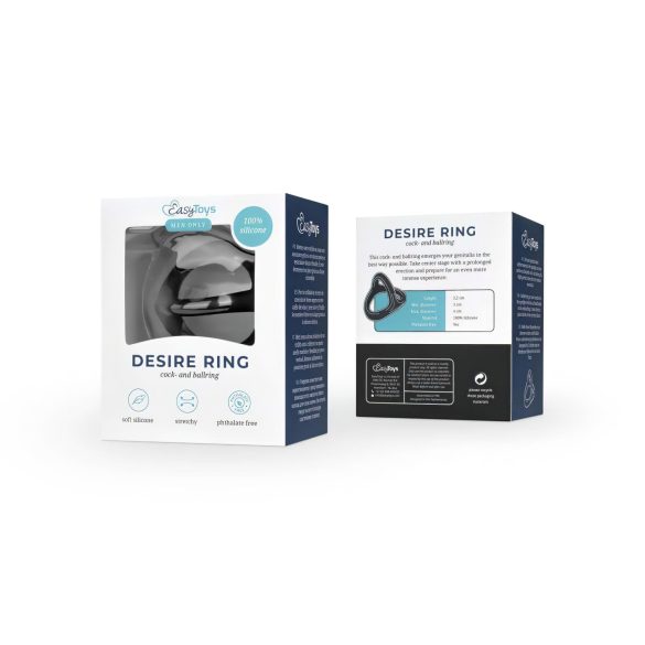 Easytoys Desire Ring - anneau pénien et testiculaire flexible - silicone noir