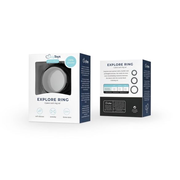 Easytoys - set de cockrings - 3 anneaux - silicone noir