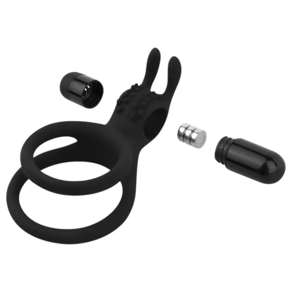 Easytoys - Anneau pénien vibrant pour pénis et testicules - silicone noir