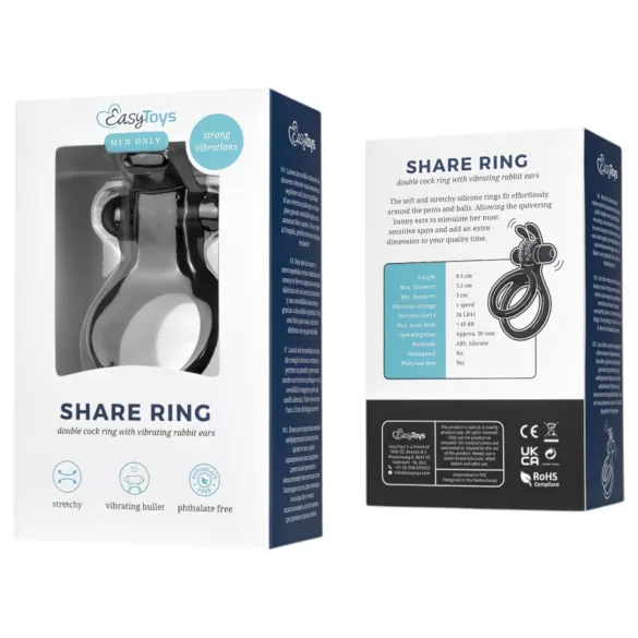Easytoys - Anneau pénien vibrant pour pénis et testicules - silicone noir