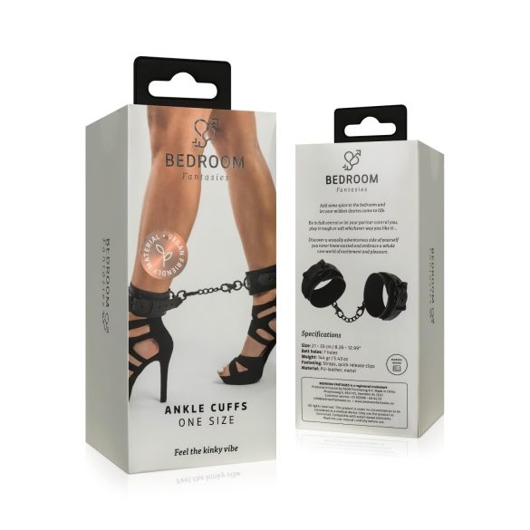 Bedroom Fantasies - menottes chevilles avec chaîne - cuir noir
