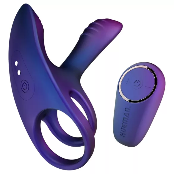 Hueman Infinity Ignite - anneau pénis et testicules vibrant - silicone violet