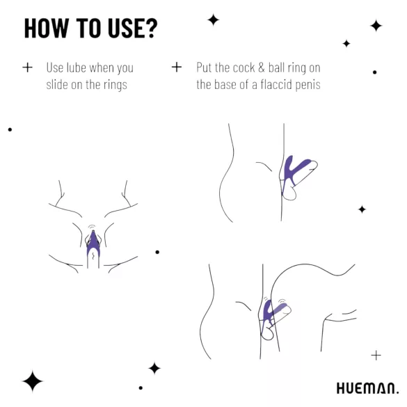 Hueman Infinity Ignite - anneau pénis et testicules vibrant - silicone violet