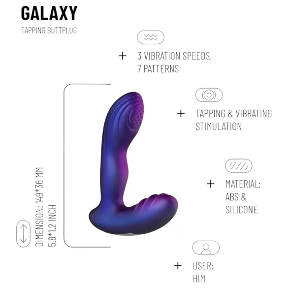 Hueman Galaxy - vibromasseur anal pulsant - silicone violet