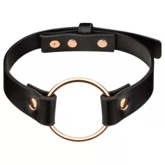   Rosy Gold - collier de cou bondage - simili cuir noir rose gold