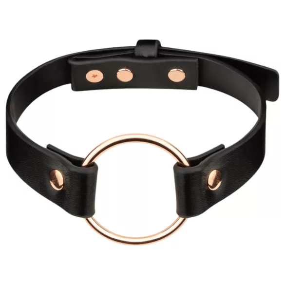 Rosy Gold - collier de cou bondage - simili cuir noir rose gold