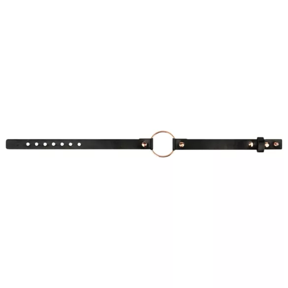 Rosy Gold - collier de cou bondage - simili cuir noir rose gold