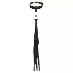 Rosy Gold - collier avec cravache - cuir noir