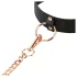 Rosy Gold - collier et laisse - cuir noir et or rose