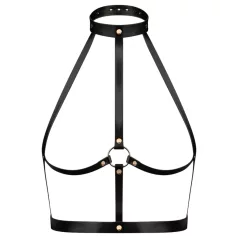   Rosy Gold - harnais corporel - réglable - simili cuir noir et or rose