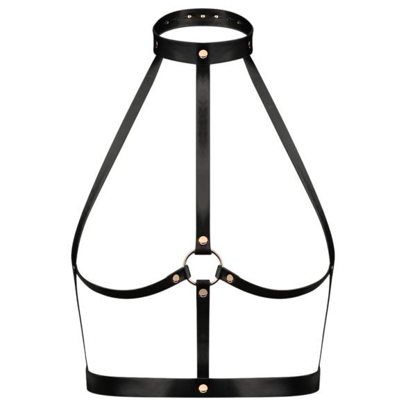 Rosy Gold - harnais corporel - réglable - simili cuir noir et or rose